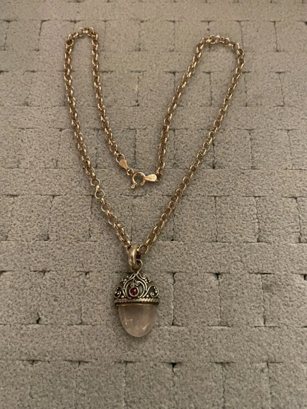 Vintage Sterling Silver Crystal Necklace Pendant 925 16